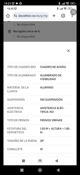 Bicicleta plegable Nilox X10-20P Negra