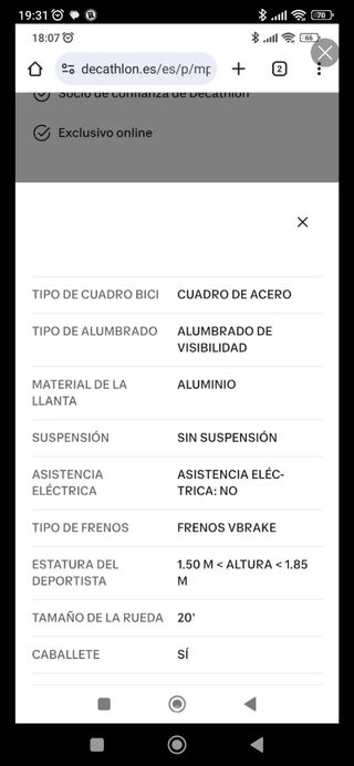 Bicicleta plegable Nilox X10-20P Negra