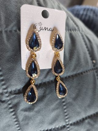 Pendientes lágrima azules largos