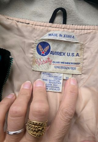 Chaqueta Avirex bordada negra multicolor