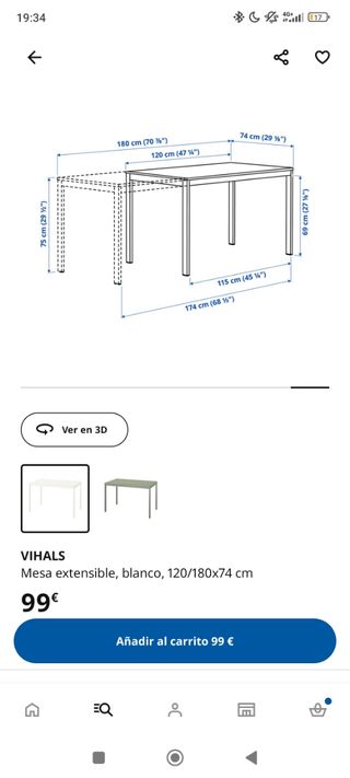 Mesa comedor extensible Ikea Vihals