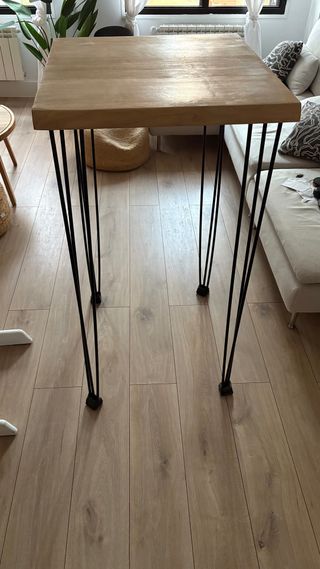 Mesa alta madera patas metálicas 115cm