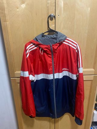 Chaqueta Adidas Reversible Gris Azul Rojo