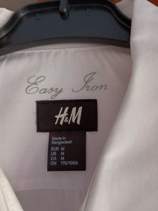 Camisa H&M Easy Iron Talla M Blanca. Baturro 