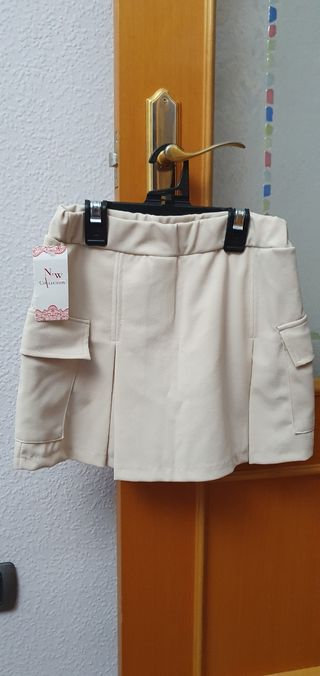 Falda pantalón corta beige T.38