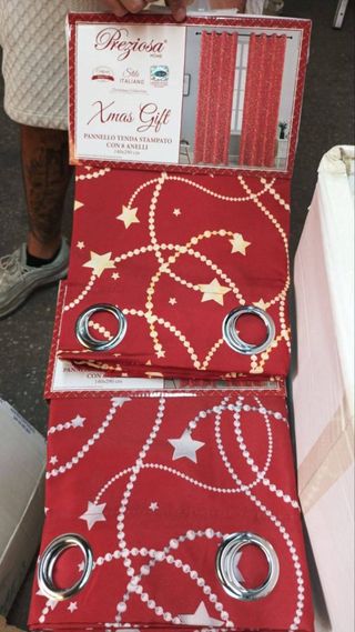 Pannello Tenda Natale Preziosa Rosso Stelle
