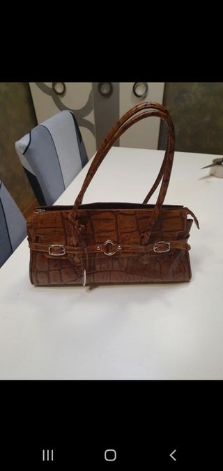 Bolso Piel Cocodrilo Marrón