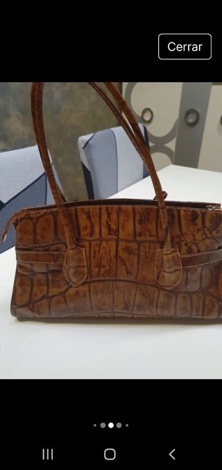 Bolso Piel Cocodrilo Marrón
