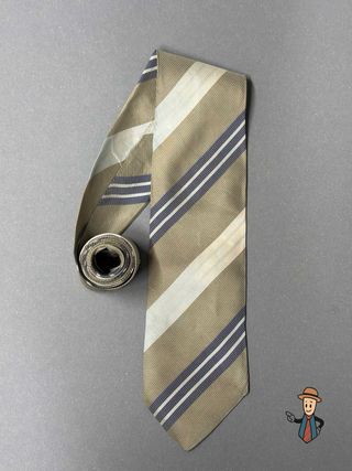 Corbata BOSS Seda Pura Beige y Azul