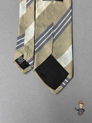 Corbata BOSS Seda Pura Beige y Azul