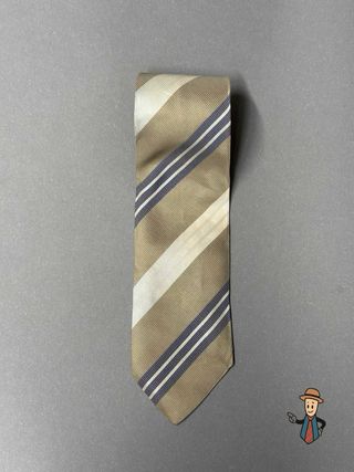 Corbata BOSS Seda Pura Beige y Azul