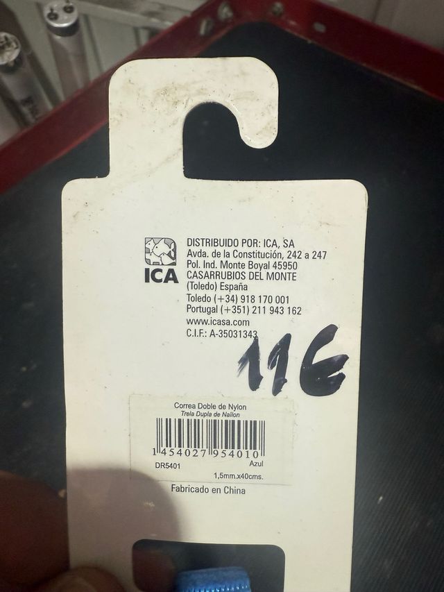 Correa doble para perro ICA azul y plateada