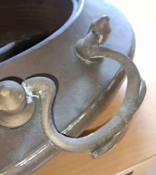 Braciere antico con paletta ottone/rame