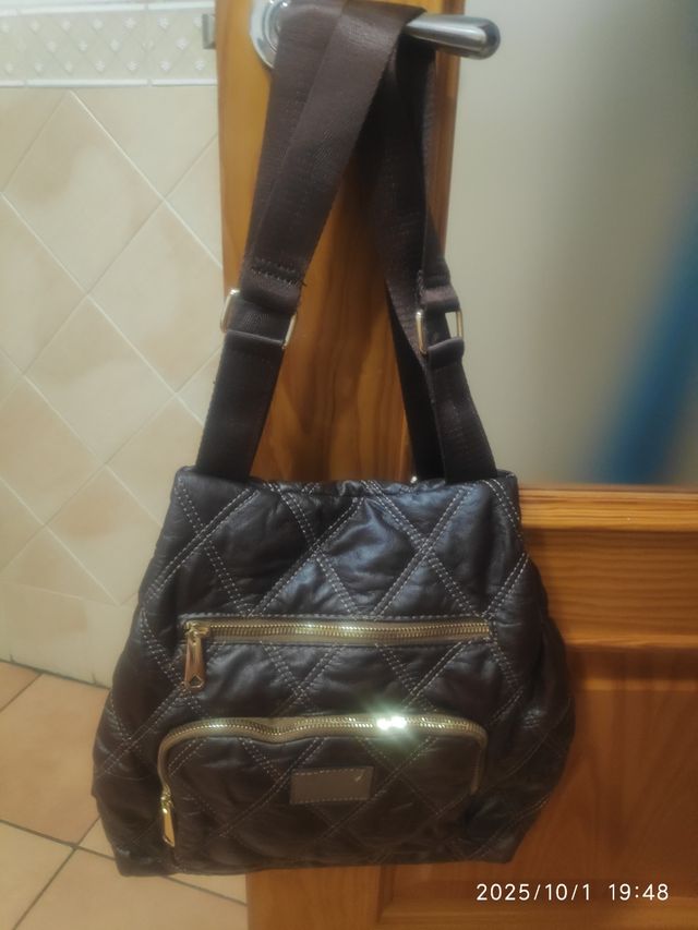 Bolso bandolera acolchado marrón