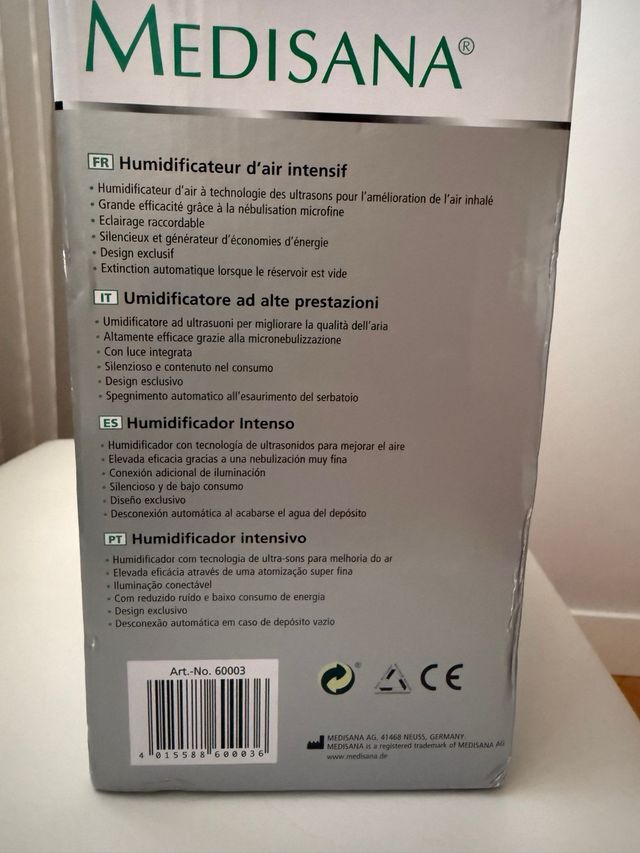 Humidificador Medisana Intenso Plata Transparente