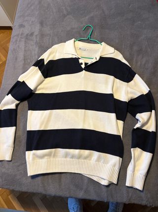 Jersey Zara Rayas Blanco y Azul marino Talla L