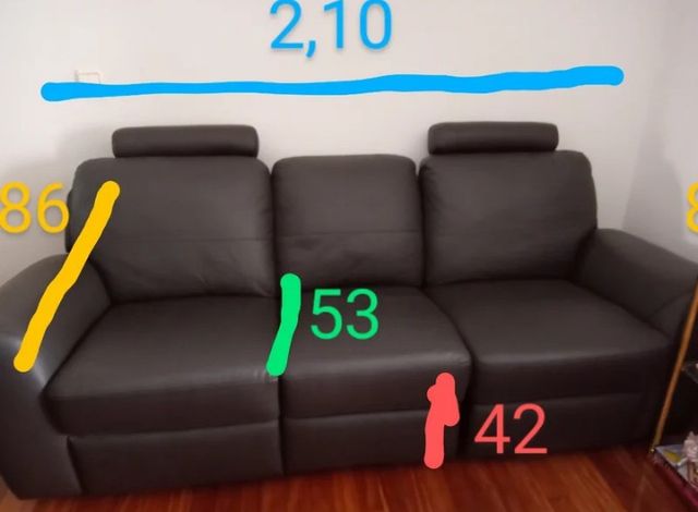 Sofá de piel 3 plazas negro