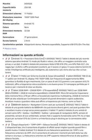 DOOGEE Tab E3 256GB 11 pollici