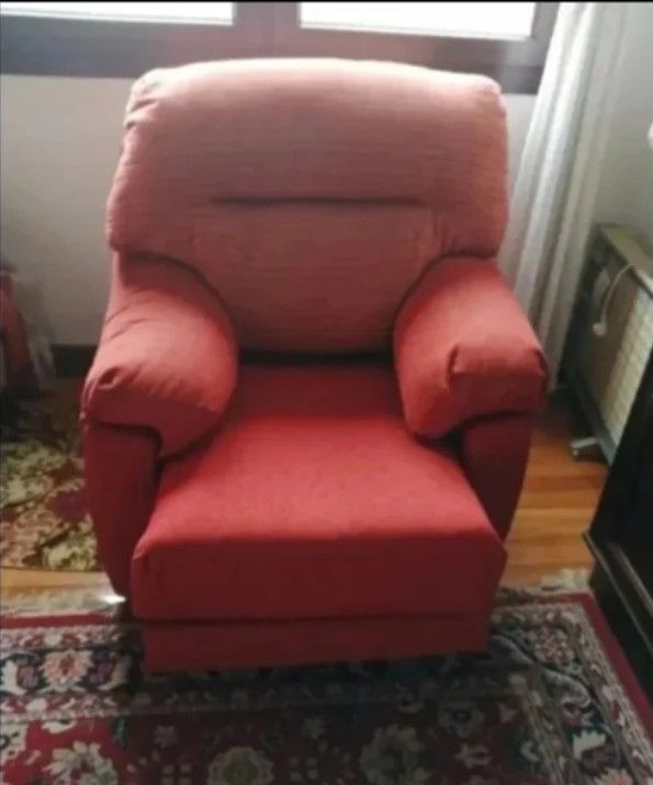 Sillón individual de tela rojo,granate.