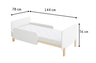 Cuna de madera convertible en cama (y colchón)