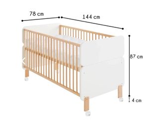 Cuna de madera convertible en cama (y colchón)