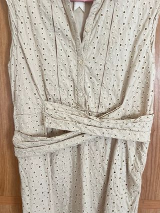 Vestido Tintoretto Beige Broderie Anglaise