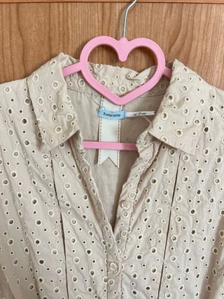 Vestido Tintoretto Beige Broderie Anglaise