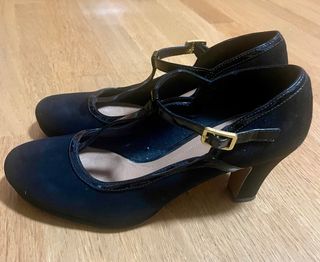 Zapatos Clarks Tacón T-Strap Negro Talla 39.5
