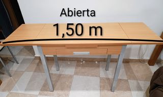 Mesa cocina pino con cajón 90x76×50cm extensible