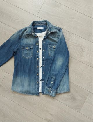 Mango Talla Xs - Camisa vaquera efecto desgastado 