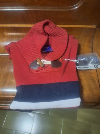 Jersey hombre rayas rojo, azul y blanco