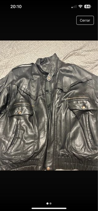 Cazadora Cuero Vintage Talla L/XL Negra