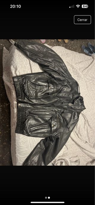 Cazadora Cuero Vintage Talla L/XL Negra