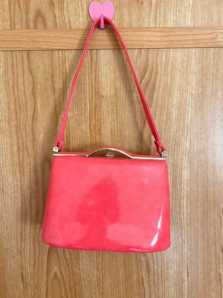 Bolso Coral Rosa Estilo Vintage Cierre Kiss-Lock
