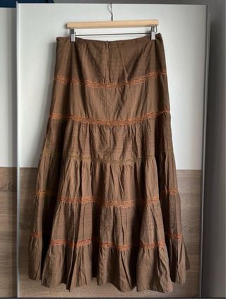 Falda larga boho marrón 