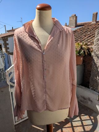 Blusa rosa oversized de plumeti talla L