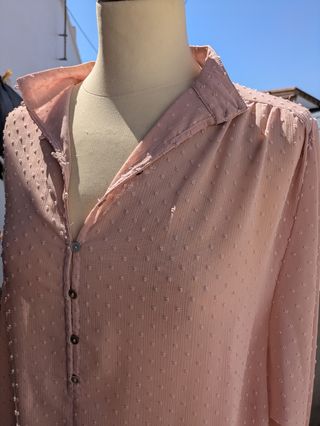 Blusa rosa oversized de plumeti talla L