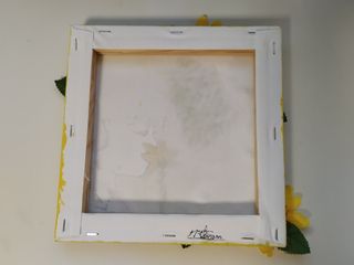 Cuadro óleo chica con girasoles hecho a mano