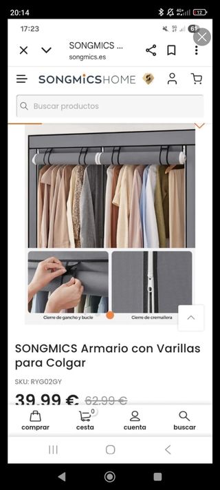 Armario SONGMICS con Varillas Colgar
