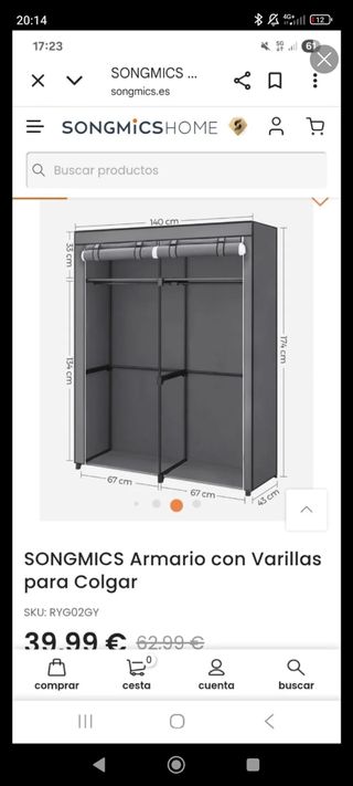 Armario SONGMICS con Varillas Colgar