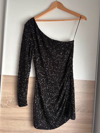 Vestido fiesta lentejuelas negro corto