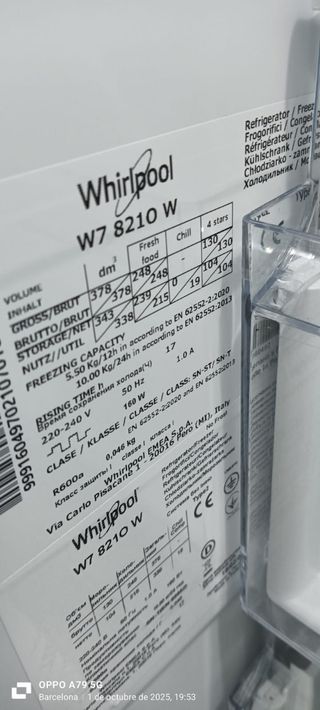 Nevera Combi Blanca Whirlpool
NO FROST ENERGÍA A+