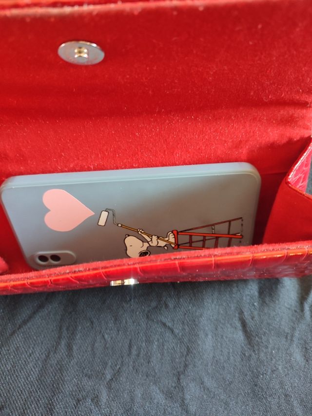 Bolso fiesta charol rojo piel cocodrilo