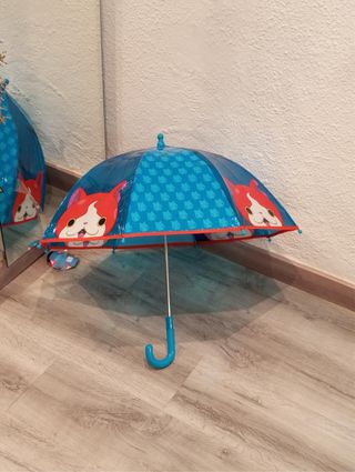 Paraguas infantil azul con estampado de gatos