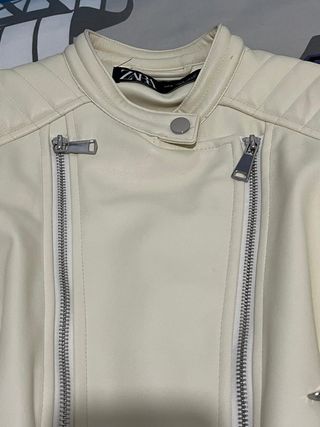 Cazadora Biker Zara Blanco Roto
