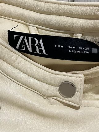 Cazadora Biker Zara Blanco Roto