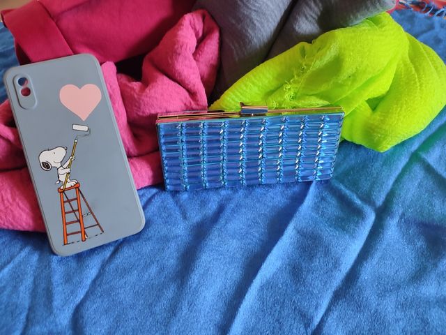 Bolso abalorios azul. Fiesta cartera de mano.