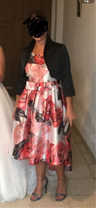 Vestido de fiesta rosa y rojo