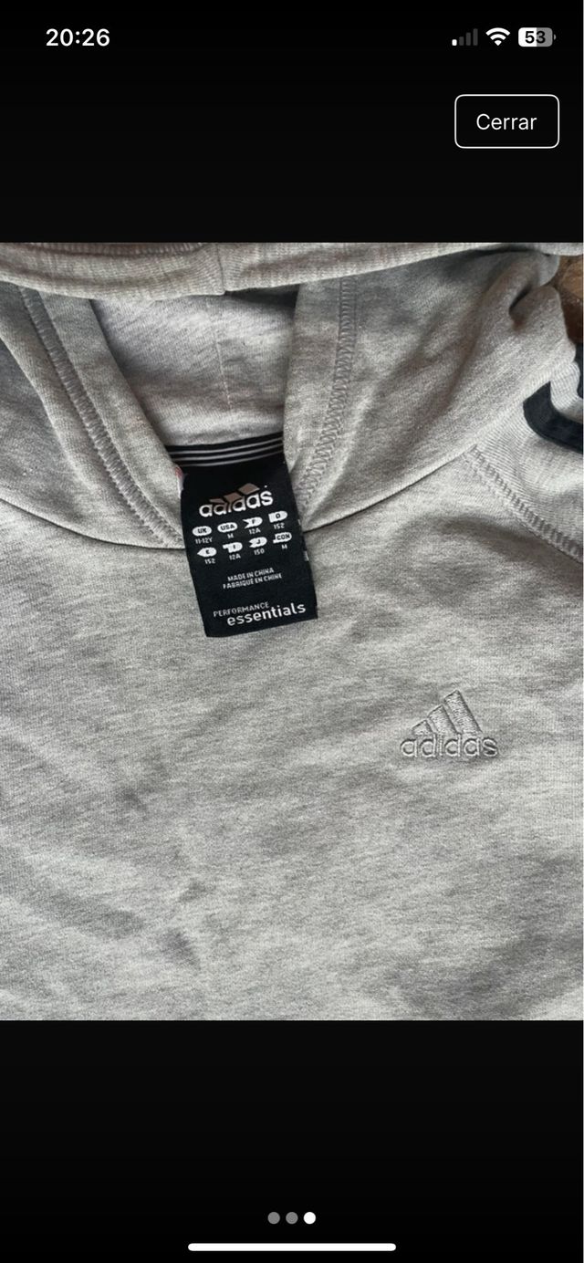Sudadera Adidas Gris con Capucha