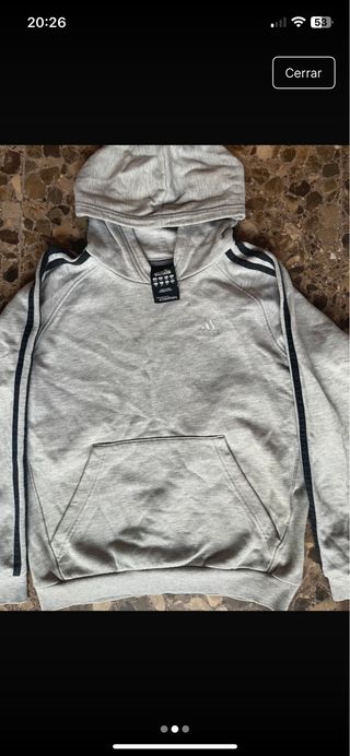 Sudadera Adidas Gris con Capucha